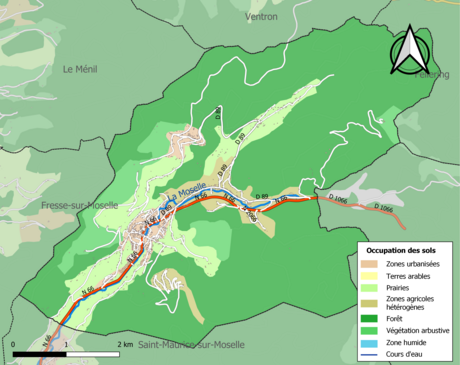 Carte en couleurs présentant l'occupation des sols.