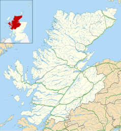 Mapa konturowa Highland, po lewej znajduje się punkt z opisem „Portree”