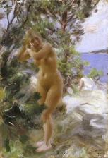 Efter badet (1895), Anders Zorn, óleo sobre tela. Museu Nacional de Belas-Artes da Suécia.