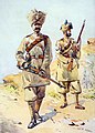 Uniformes de campaña caqui levados polas tropas coloniais na India Británica.