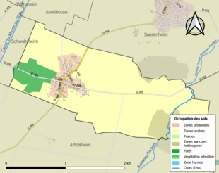 Carte en couleurs présentant l'occupation des sols.