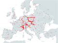 Rutas Eurocity en 2015-16.
