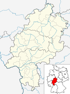 Mapa konturowa Hesji, po prawej znajduje się punkt z opisem „Fulda”