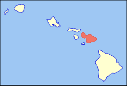 Öns läge inom ögruppen Hawaii.