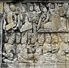 Musicians performing musical ensemble, bas-relief of Borobudur.