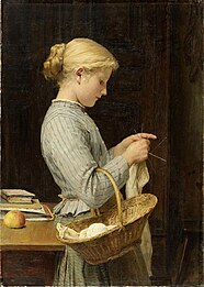 Jeune fille tricotant, 1888.