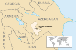 Localização do Nagorno-Karabakh na região do Cáucaso