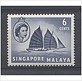 Image 201955 stamp with the portrait of Queen Elizabeth II (from History of Singapore)