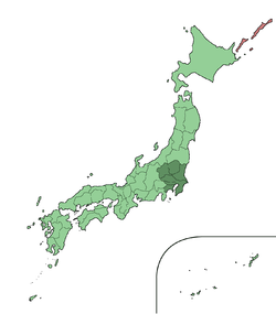 A região de Kantō em comparação com o resto do Japão