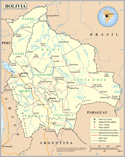 Mapa da Bolívia