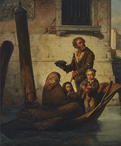 Famiglia di contadini sul canale di Venezia (1854)