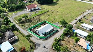 Luftbild von Kirche und Medizinischer Station in Bibileo