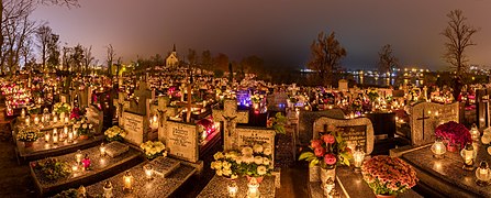 Devotion of Polish People in All Saints’ Day, Holy Cross Cemetery in Gniezno