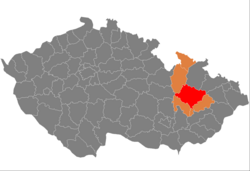 Lage des Okres Olomouc