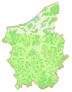 Mapa konturowa gminy Cirkulane, u góry znajduje się punkt z opisem „Dolane”