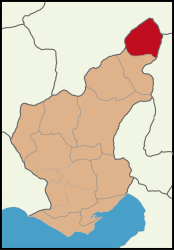 Map showing Tufanbeyli District in Adana Province