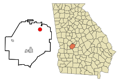 Location in Macon County and the state of Georgia