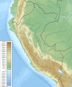 Mapa konturowa Peru, w centrum znajduje się punkt z opisem „ujście”