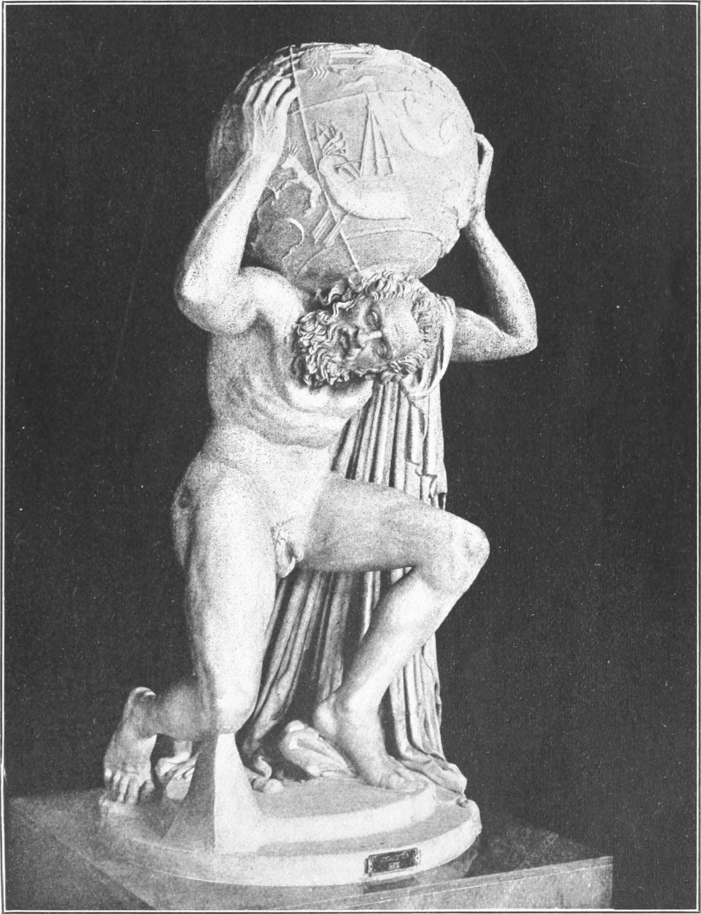 A photograph of a marble sculpture of Atlas