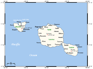 Mapa de Tahiti e Moorea