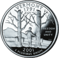 Rub stříbrné mince, na reliéfu holé stromy s přidělanými vědry, mezi nimi muž