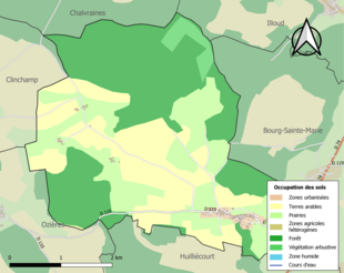 Carte en couleurs présentant l'occupation des sols.