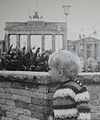 On the east side 1968 the "Baby-Wall" with flowers. Nearest point for visitors in East-Berlin.