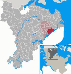 Poziția Boren pe harta districtului Schleswig-Flensburg