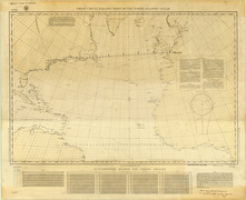 Atlantischer Ozean: "Great Circle Sailing Chart", mit Anmerkungen von Charles A. Lindbergh, 1926