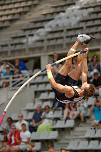 Théo Mancheron in the men’s decathlon during the French Athletics Championships 2013