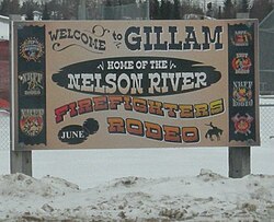 Welcome sign at Gillam