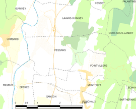Mapa obce Pessans