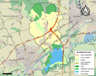 Carte en couleurs présentant l'occupation des sols.