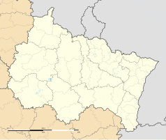 Mapa konturowa regionu Grand Est, blisko centrum na prawo znajduje się punkt z opisem „Salonnes”