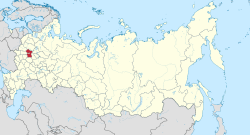 Moskovan alue Venäjällä, alla kaupungin sijainti alueella