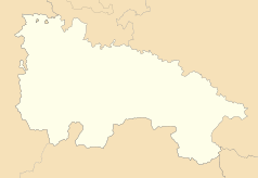 Mapa konturowa La Rioja, blisko prawej krawiędzi nieco na dole znajduje się punkt z opisem „Alfaro”