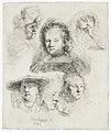 «Наброски головы Саскии и других» (1636).