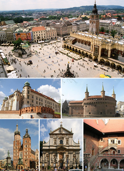 Glavni trg, Wawel, Barbakan, Crkva Sv. Marije, Crkva Sv. Petra i Pavla, Collegium Maius