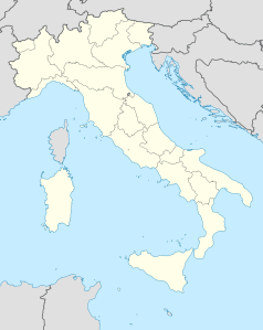 Mapa konturowa Włoch, u góry po lewej znajduje się punkt z opisem „Carvico”
