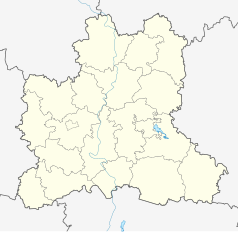 Mapa konturowa obwodu lipieckiego, blisko centrum na dole znajduje się punkt z opisem „Zadonsk”