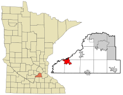 Location of the city of Belle Plaine within Scott County, Minnesota