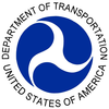 アメリカ合衆国運輸省の印章。白い三脚巴 (triskelion)が主体で、青色は背景[7]