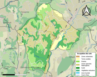 Carte en couleurs présentant l'occupation des sols.