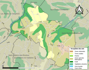 Carte en couleurs présentant l'occupation des sols.