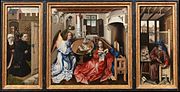 Robert Campin, Triptych with the Annunciation, known as the Mérode Altarpiece, c. 1425–1428
