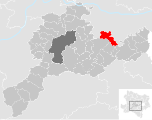 Lage der Gemeinde Asperhofen im Bezirk St. Pölten-Land (anklickbare Karte)