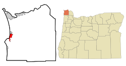 Location in Oregon and Clatsop County