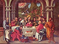 The Lutheran Hans Leonhard Schäufelein shows only Christ with a halo in this Last Supper of 1515.