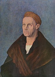 Jakob Fugger, (cabeza da familia que apadriñou a Dürer, c. 1519). Staatsgalerie Altdeutsche Meister, Augsburgo.