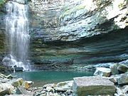 Chedoke Falls (Upper) height 15.5 m (51 ft), width 2 m (6.6 ft)